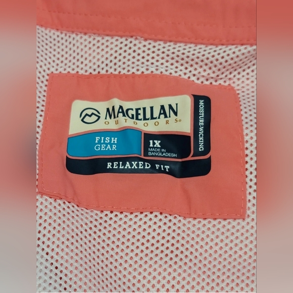 Magellan Fish Gear Shirt XL Salmon Relaxed Fit Laguna Madre Vented Short Sleeve - Picture 9 of 9